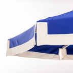 The Resort Market Umbrella in Border Valance Mediterranean Blue | 12' Antique White Frame Bundle Business & Pleasure Co. 