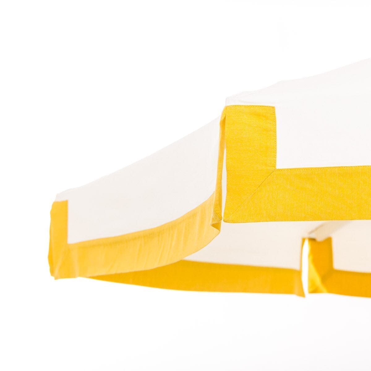 The Resort Market Umbrella in Border Valance Mimosa Yellow | 10' Antique White Frame Bundle Business & Pleasure Co. 
