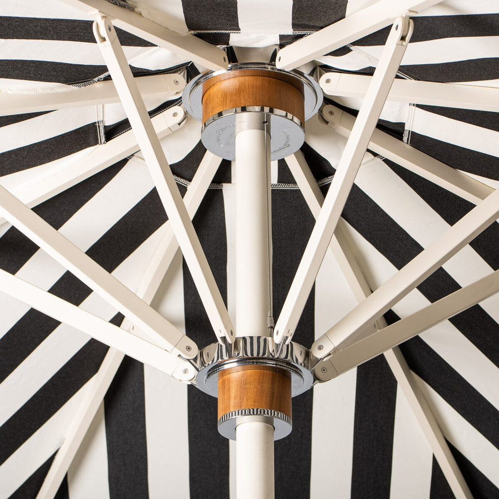 The Resort Market Umbrella in Crew Vintage Black Stripe | 10' Antique White Frame Resort Market Bundle Business & Pleasure Co. 