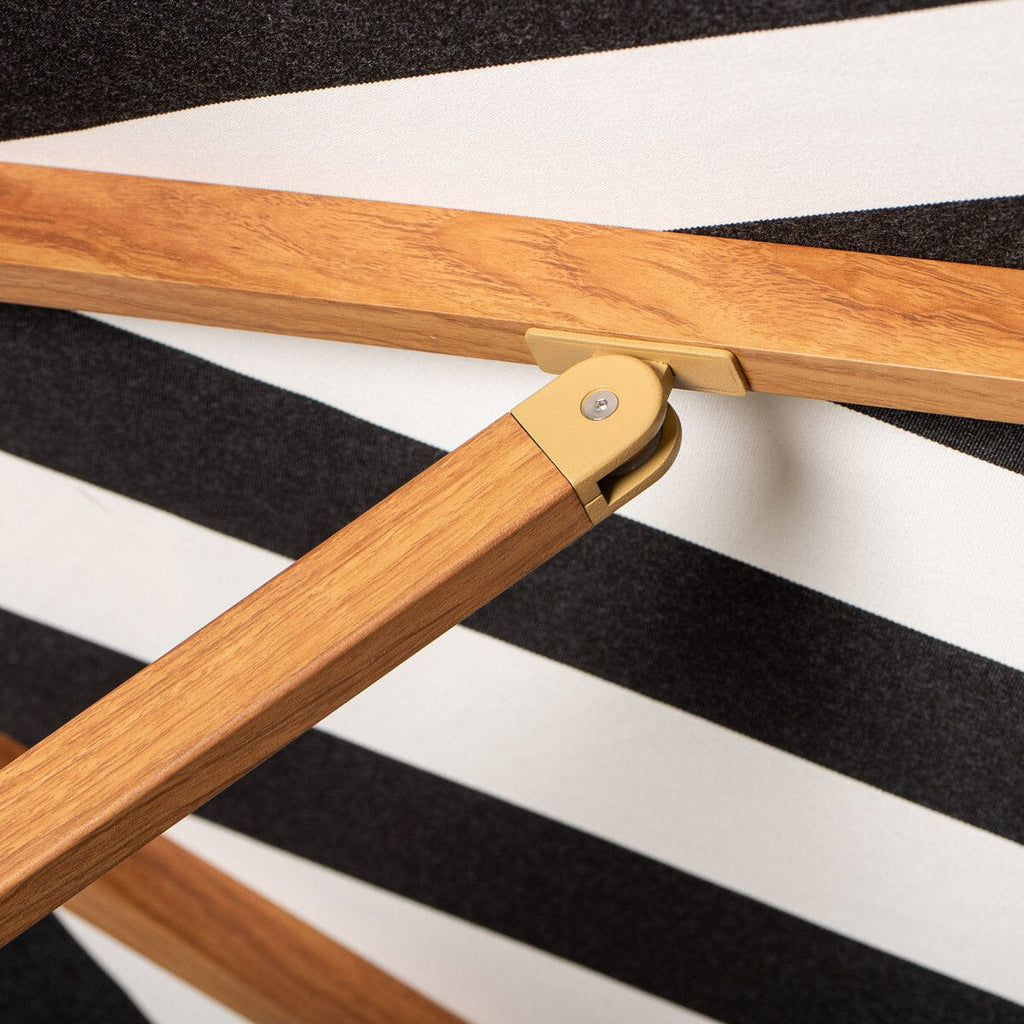 The Resort Market Umbrella in Crew Vintage Black Stripe | 10' Transfer Teak Frame Resort Market Umbrella Business & Pleasure Co. 