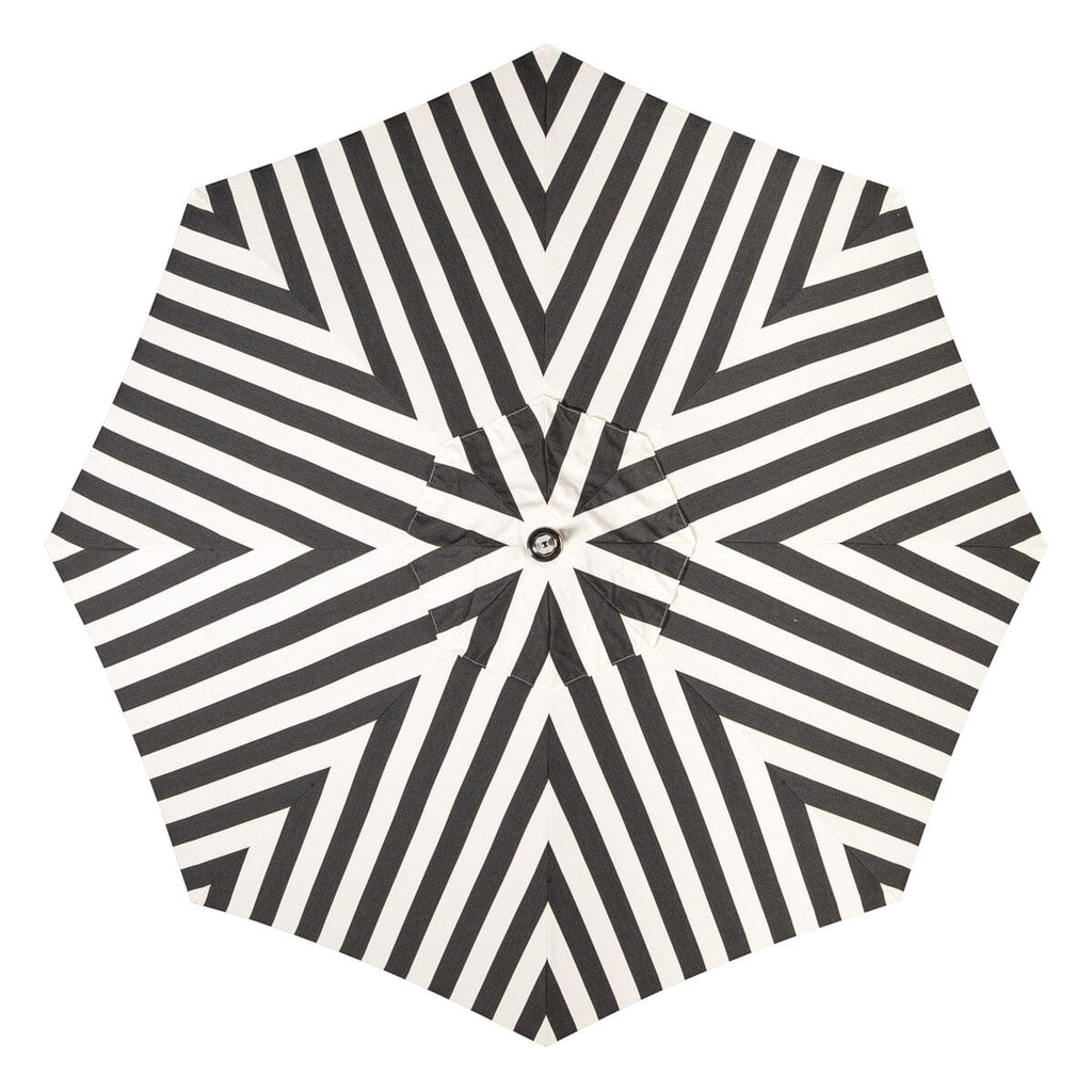 The Resort Market Umbrella in Crew Vintage Black Stripe | 10' Transfer Teak Frame Resort Market Umbrella Business & Pleasure Co. 