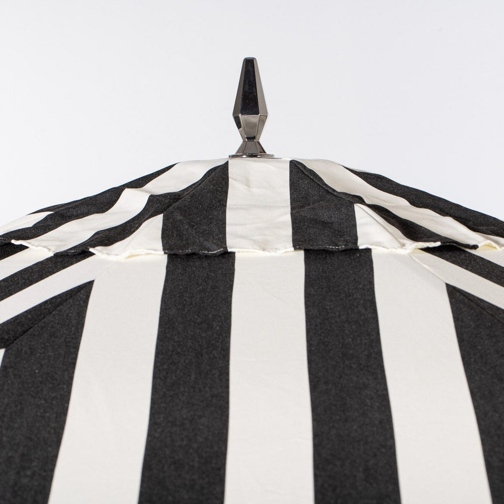 The Resort Market Umbrella in Crew Vintage Black Stripe | 10' Transfer Teak Frame Resort Market Umbrella Business & Pleasure Co. 