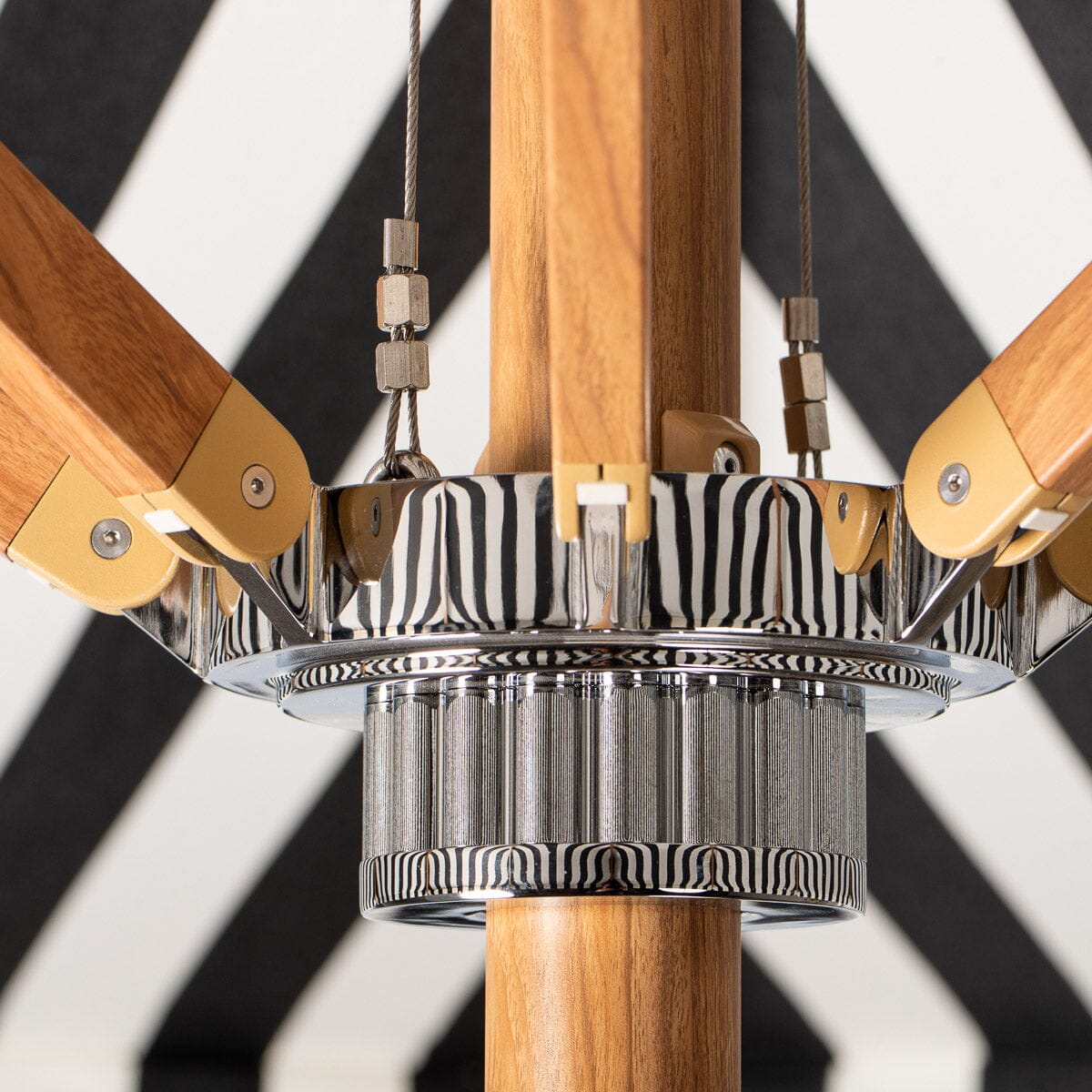 The Resort Market Umbrella in Crew Vintage Black Stripe | 10' Transfer Teak Frame Resort Market Umbrella Business & Pleasure Co. 