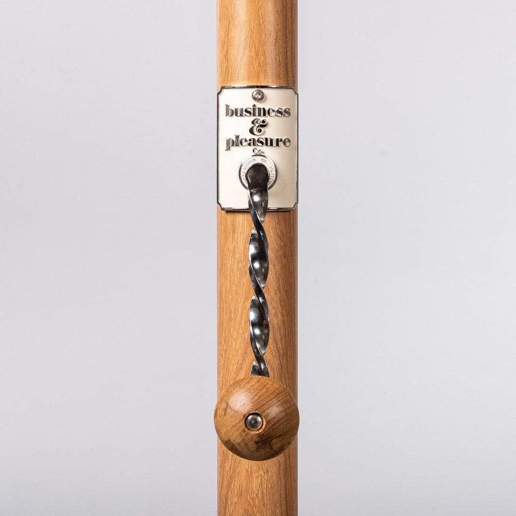 The Resort Market Umbrella in Crew Vintage Black Stripe | 10' Transfer Teak Frame Resort Market Umbrella Business & Pleasure Co. 