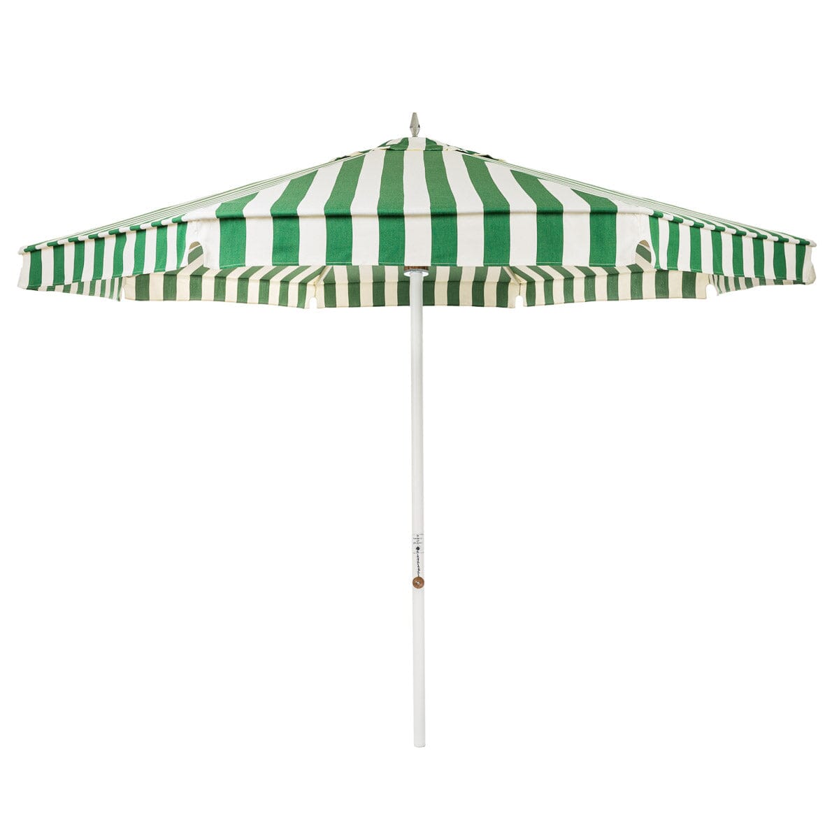 The Resort Market Umbrella in Crew Canyon Green Stripe | 12' Antique White Frame Bundle Business & Pleasure Co. 