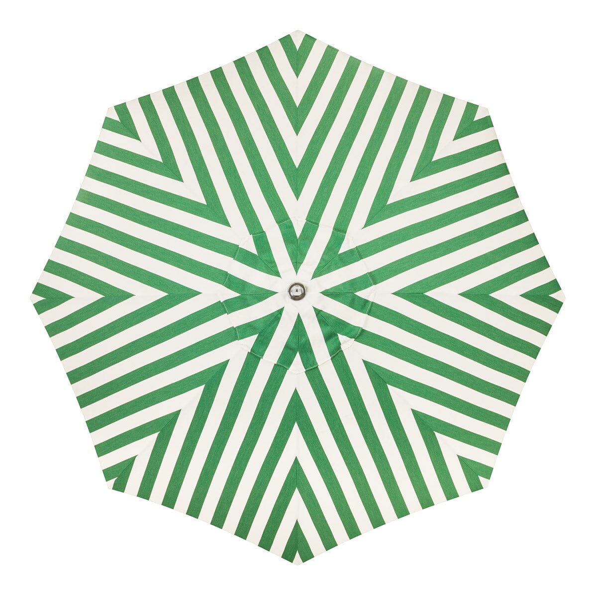 The Resort Market Umbrella in Crew Canyon Green Stripe | 10' Antique White Frame