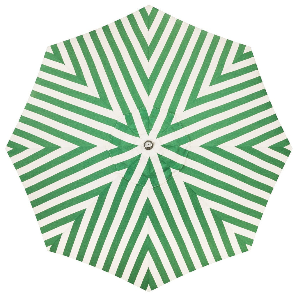 The Resort Market Umbrella in Crew Canyon Green Stripe | 12' Antique White Frame Bundle Business & Pleasure Co. 
