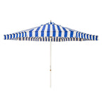The Resort Market Umbrella in Crew Mediterranean Blue Stripe | 12' Antique White Frame Bundle Business & Pleasure Co. 