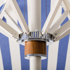 The Resort Market Umbrella in Crew Mediterranean Blue Stripe | 12' Antique White Frame Bundle Business & Pleasure Co. 