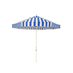 The Resort Market Umbrella in Crew Mediterranean Blue Stripe | 8' Antique White Frame Bundle Business & Pleasure Co. 
