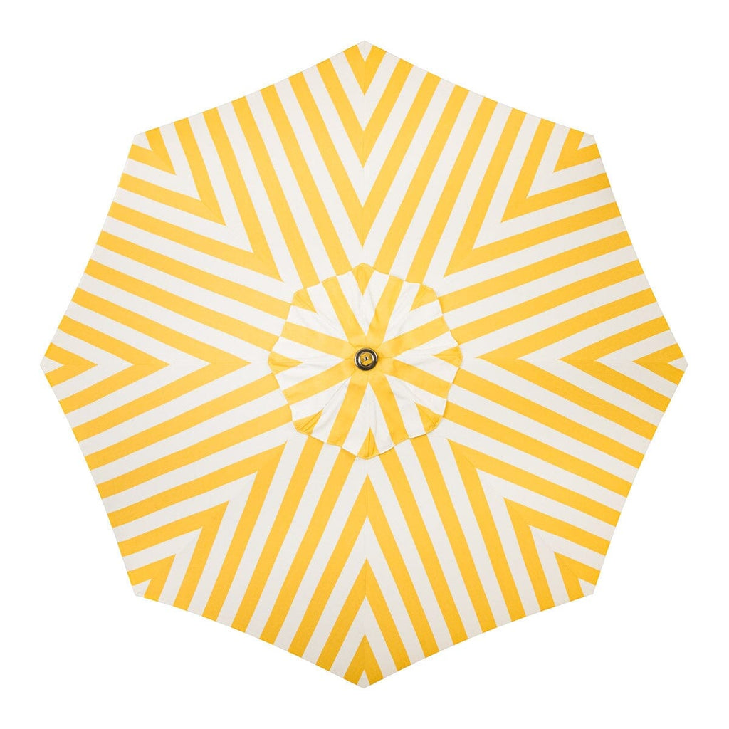 The Resort Market Umbrella in Crew Mimosa Yellow Stripe | 10' Antique White Frame Bundle Business & Pleasure Co. 