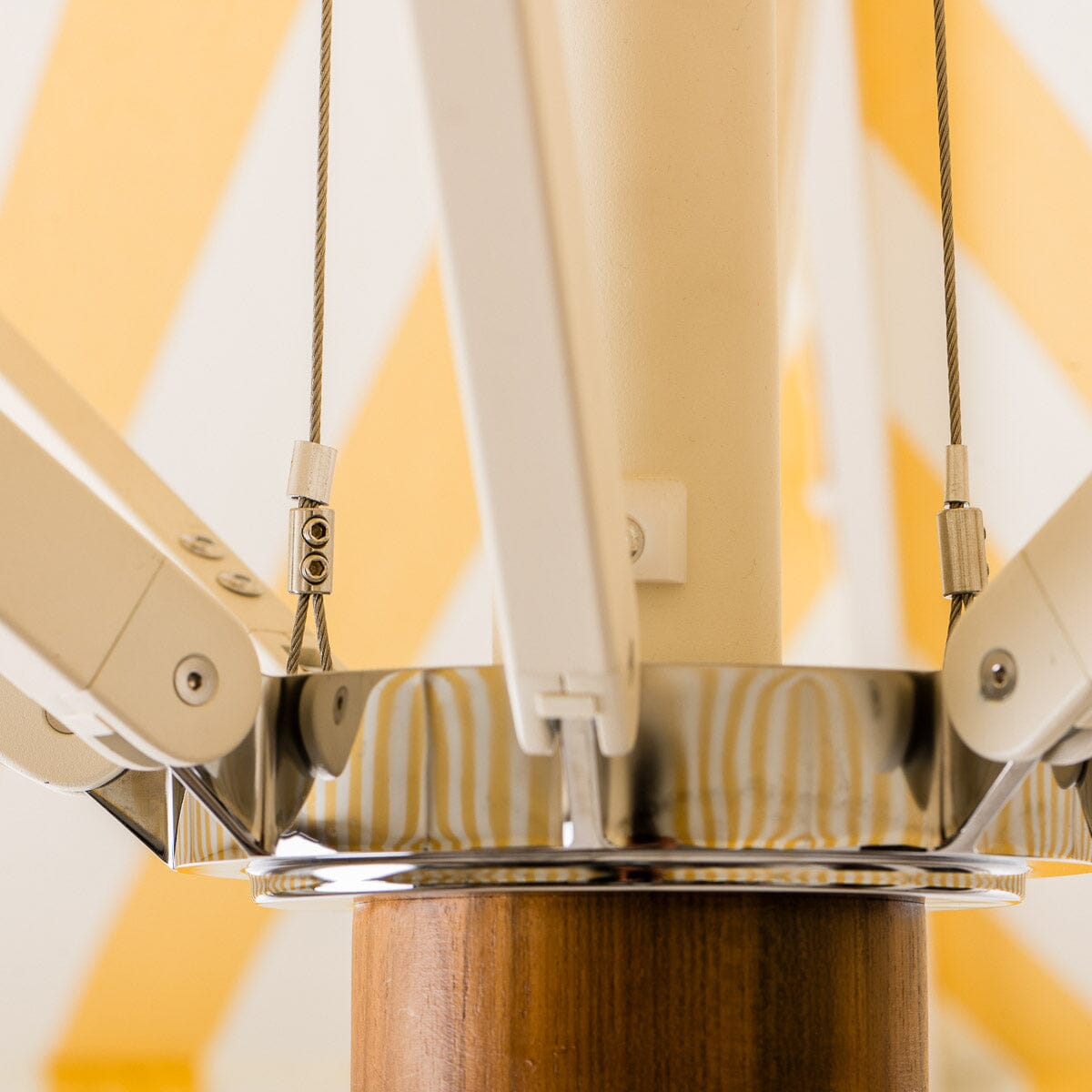 The Resort Market Umbrella in Crew Mimosa Yellow Stripe | 12' Antique White Frame Bundle Business & Pleasure Co. 