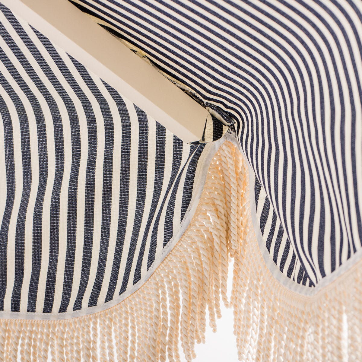 The Resort Market Umbrella in Lauren's Navy Stripe | 10' Antique White Frame Bundle Business & Pleasure Co. 
