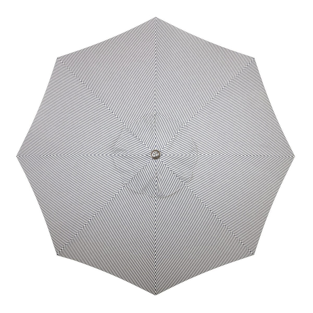 The Resort Market Umbrella in Lauren's Navy Stripe | 10' Antique White Frame Bundle Business & Pleasure Co. 