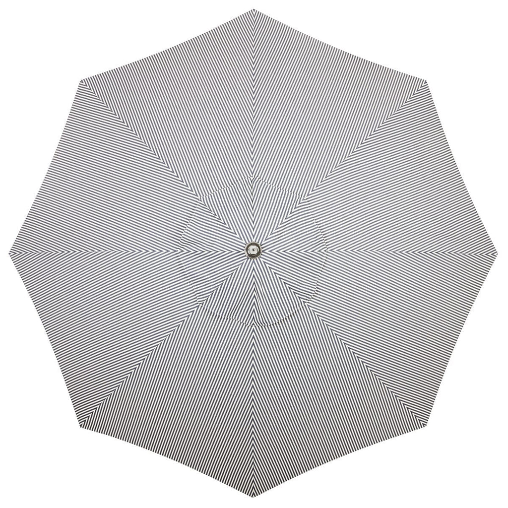 The Resort Market Umbrella in Lauren's Navy Stripe | 12' Antique White Frame Bundle Business & Pleasure Co. 