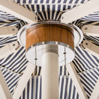 The Resort Market Umbrella in Lauren's Navy Stripe | 12' Antique White Frame Bundle Business & Pleasure Co. 