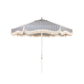 The Resort Market Umbrella in Lauren's Navy Stripe | 8' Antique White Frame Bundle Business & Pleasure Co. 