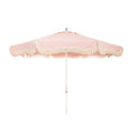 The Resort Market Umbrella in Lauren's Pink Stripe | 10' Antique White Frame Bundle Business & Pleasure Co. 