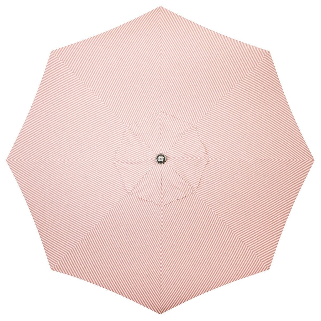 The Resort Market Umbrella in Lauren's Pink Stripe | 12' Antique White Frame Bundle Business & Pleasure Co. 