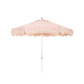 The Resort Market Umbrella in Lauren's Pink Stripe | 8' Antique White Frame Bundle Business & Pleasure Co. 