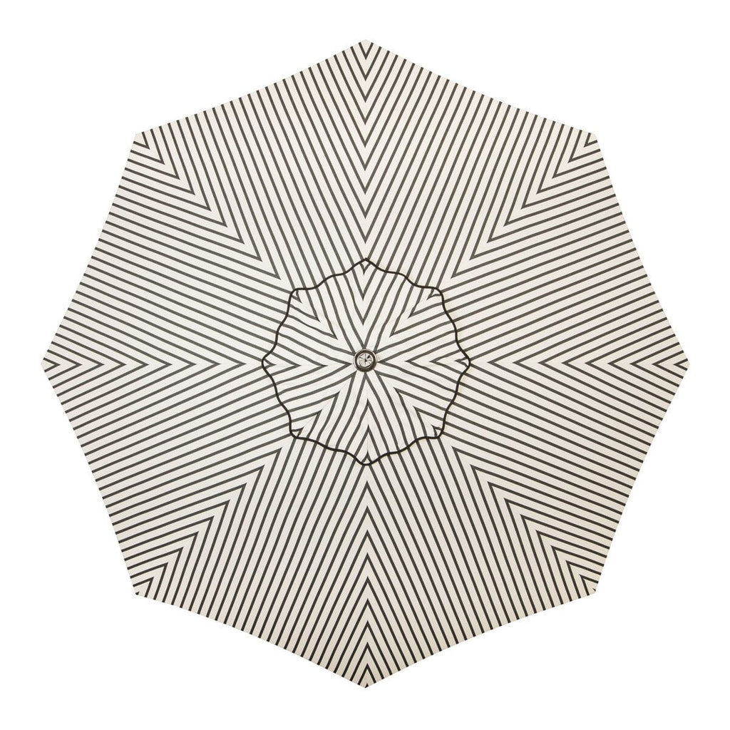 The Resort Market Umbrella in Monaco Black Stripe | 10' Antique White Frame Bundle Business & Pleasure Co. 