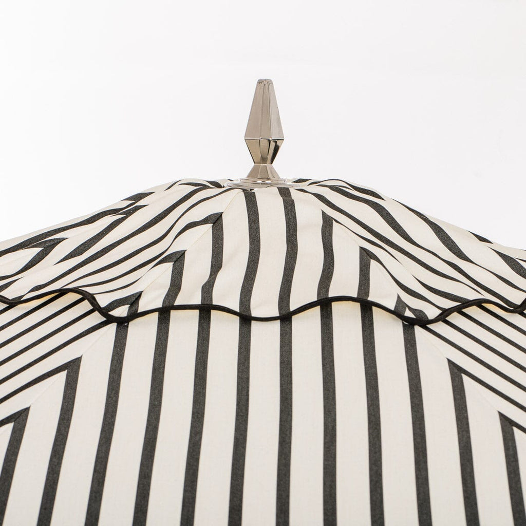 The Resort Market Umbrella in Monaco Black Stripe | 10' Antique White Frame Bundle Business & Pleasure Co. 