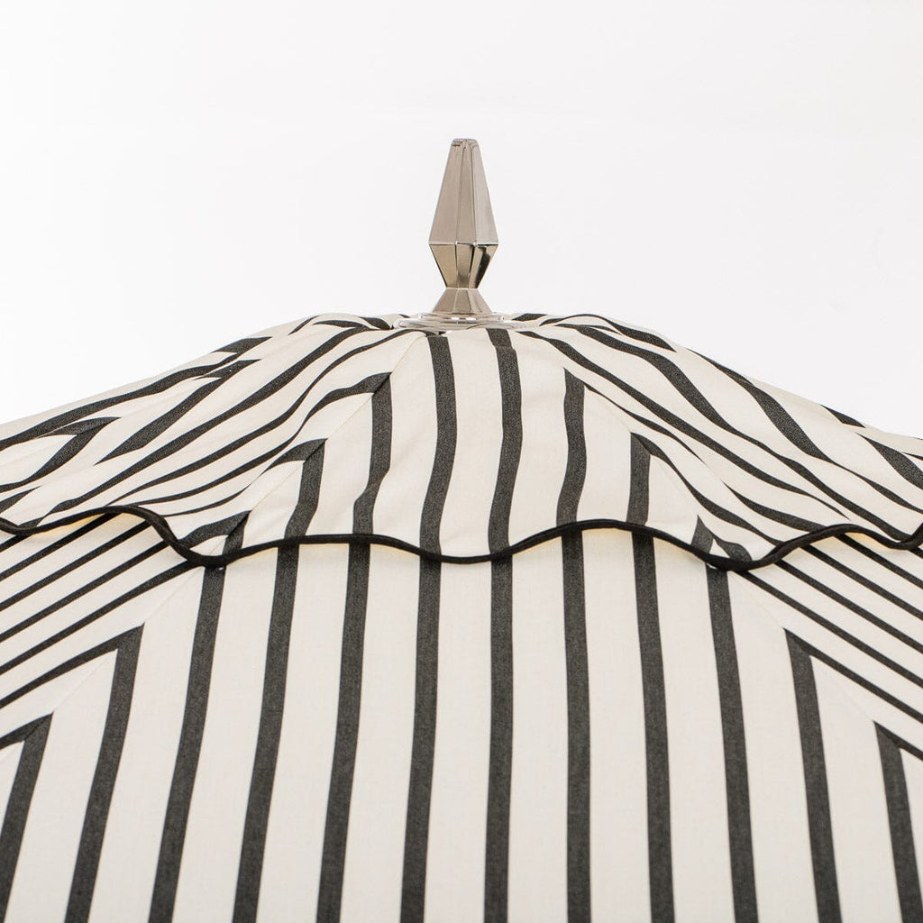 The Resort Market Umbrella in Monaco Black Stripe | 12' Antique White Frame Bundle Business & Pleasure Co. 