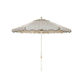 The Resort Market Umbrella in Monaco Black Stripe | 8' Antique White Frame Bundle Business & Pleasure Co. 