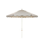 The Resort Market Umbrella in Monaco Black Stripe | 8' Antique White Frame Bundle Business & Pleasure Co. 
