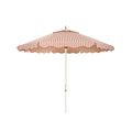The Resort Market Umbrella in Monaco Le Sirenuse Stripe | 8' Antique White Frame Bundle Business & Pleasure Co. 