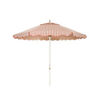 The Resort Market Umbrella in Monaco Le Sirenuse Stripe | 8' Antique White Frame Bundle Business & Pleasure Co. 