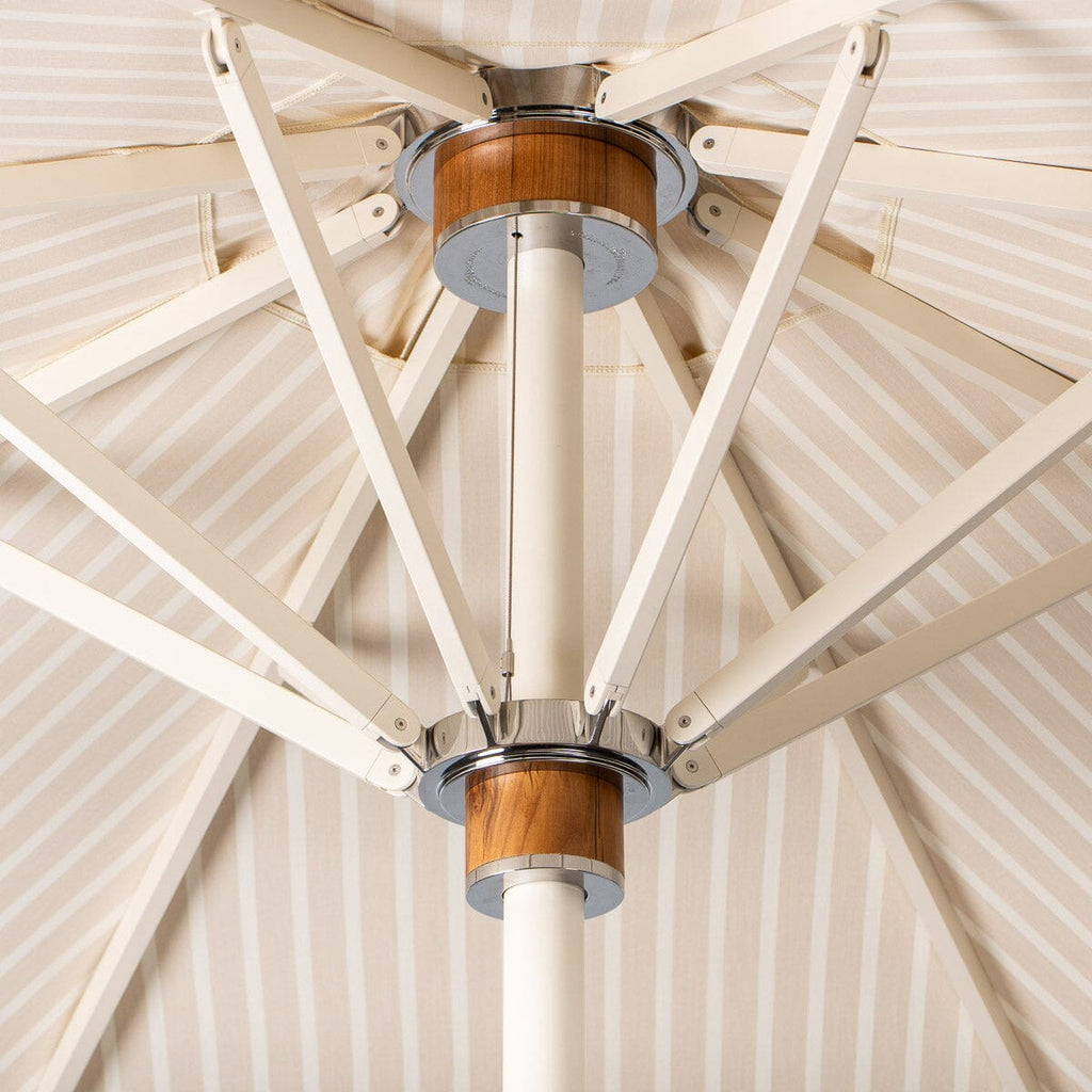 The Resort Market Umbrella in Monaco Natural Stripe | 10' Antique White Frame Resort Market Bundle Business & Pleasure Co. 