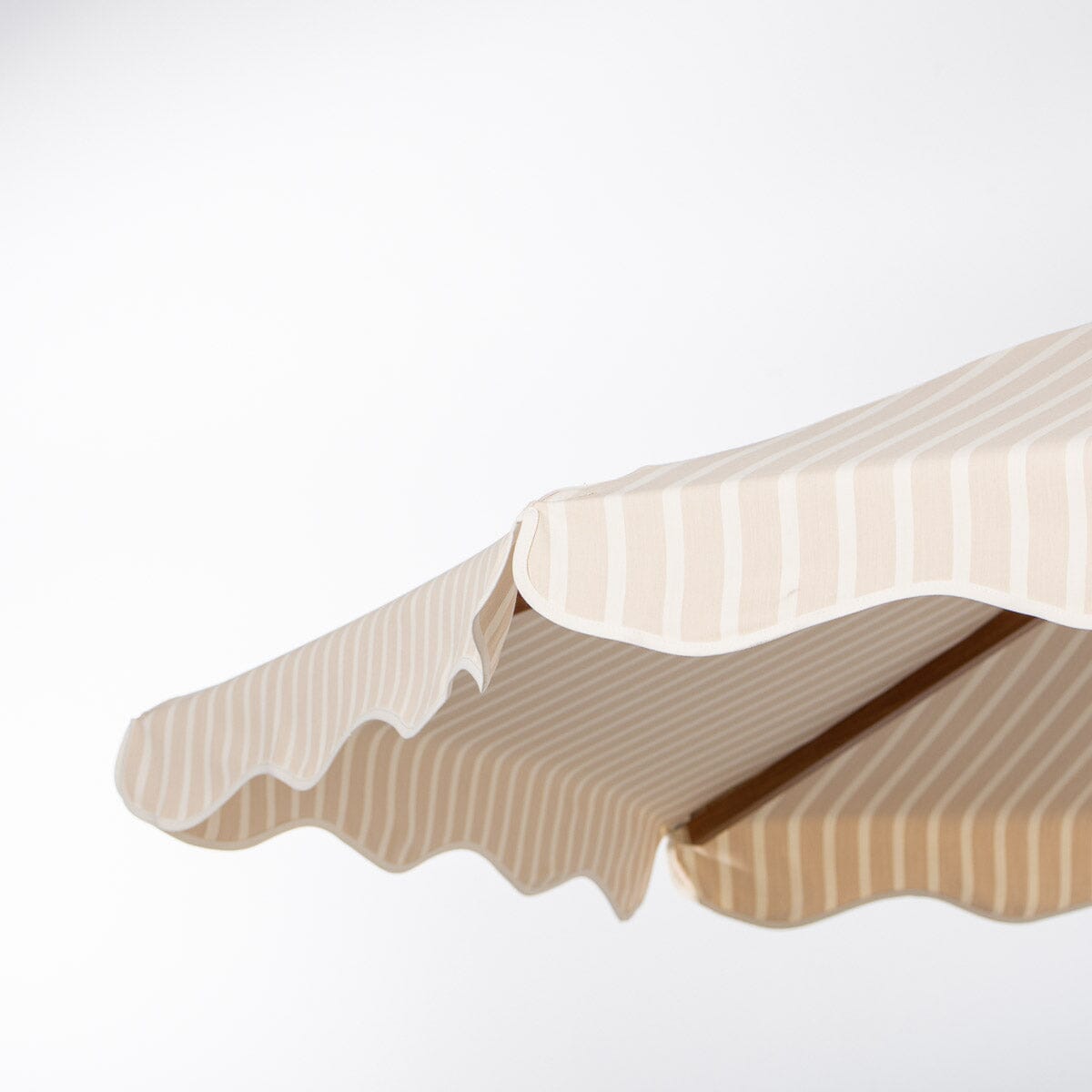 The Resort Market Umbrella in Monaco Natural Stripe | 10' Transfer Teak Frame Resort Market Umbrella Business & Pleasure Co. 