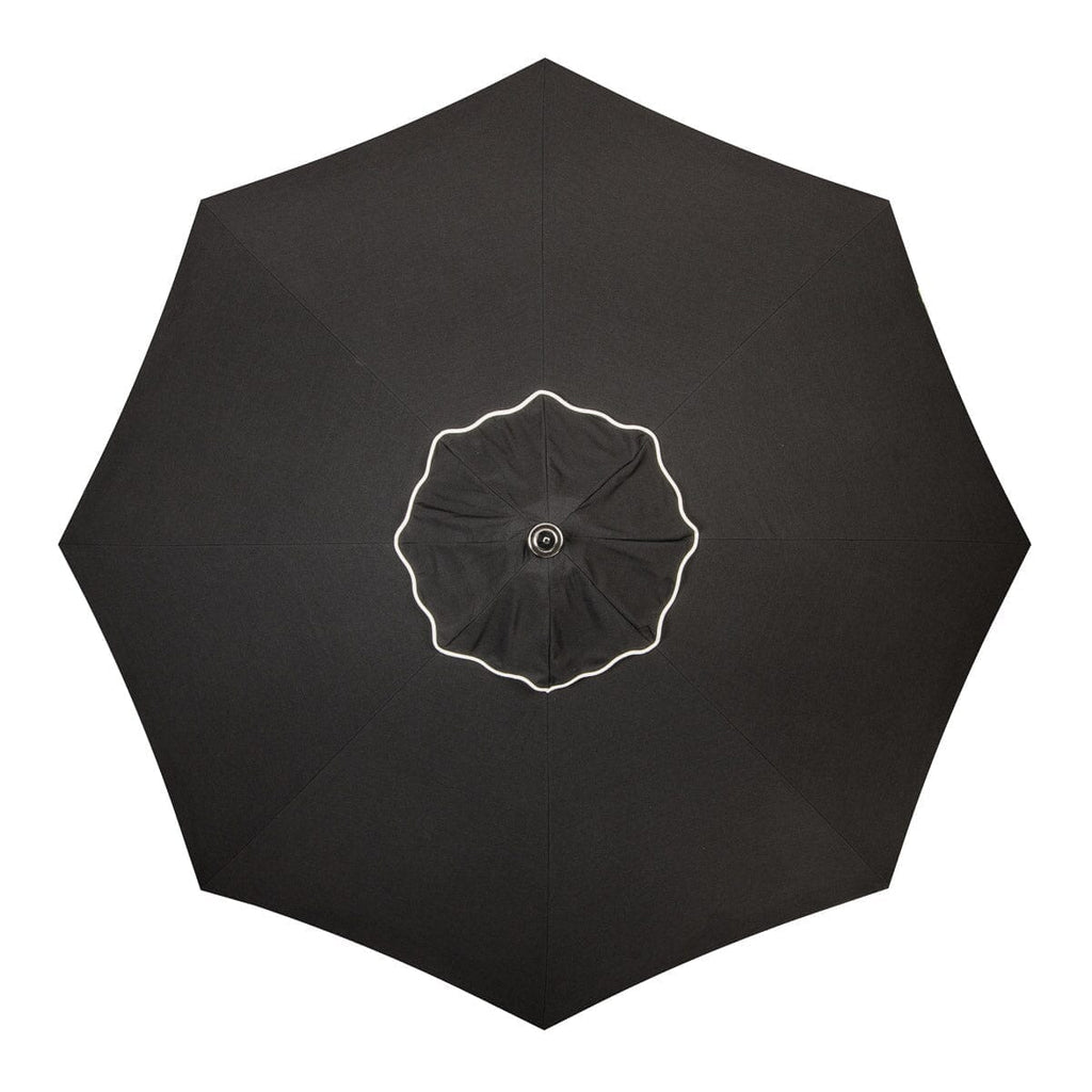 The Resort Market Umbrella in Rivie Black | 10' Antique White Frame Bundle Business & Pleasure Co. 