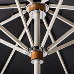 The Resort Market Umbrella in Rivie Black | 8' Antique White Frame Bundle Business & Pleasure Co. 