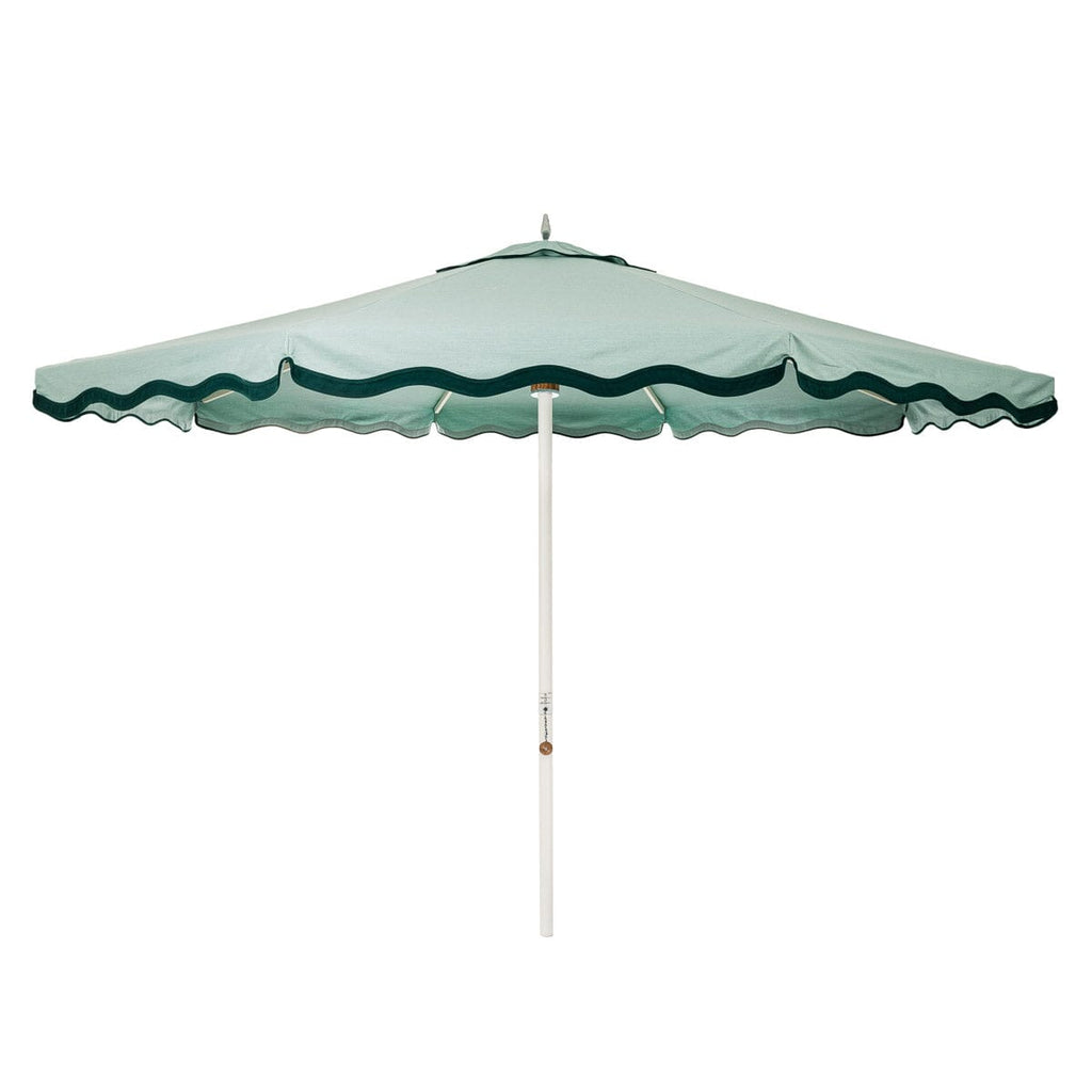 The Resort Market Umbrella in Rivie Green | 12' Antique White Frame Bundle Business & Pleasure Co. 