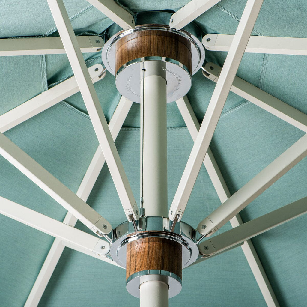 The Resort Market Umbrella in Rivie Green | 12' Antique White Frame Bundle Business & Pleasure Co. 