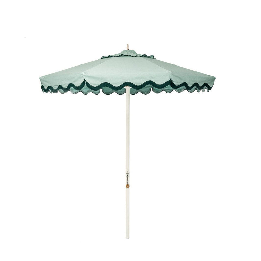 The Resort Market Umbrella in Rivie Green | 8' Antique White Frame Bundle Business & Pleasure Co. 