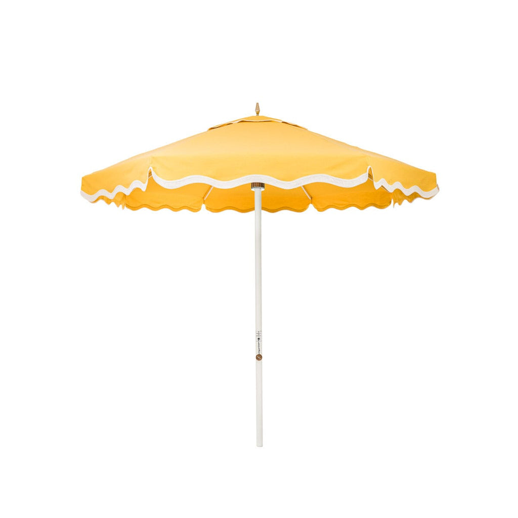 The Resort Market Umbrella in Rivie Mimosa | 8' Antique White Frame Bundle Business & Pleasure Co. 
