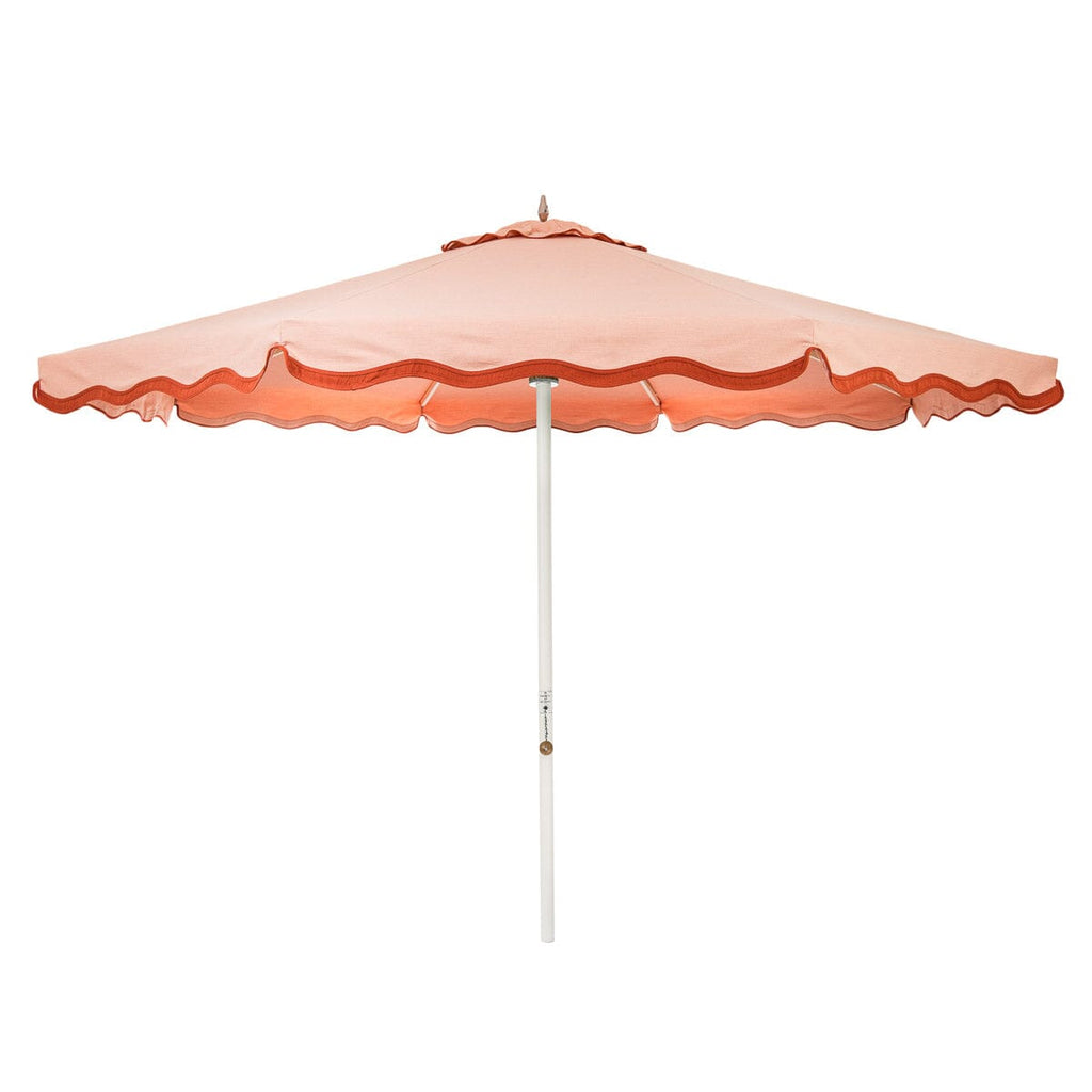 The Resort Market Umbrella in Rivie Pink | 12' Antique White Frame Bundle Business & Pleasure Co. 