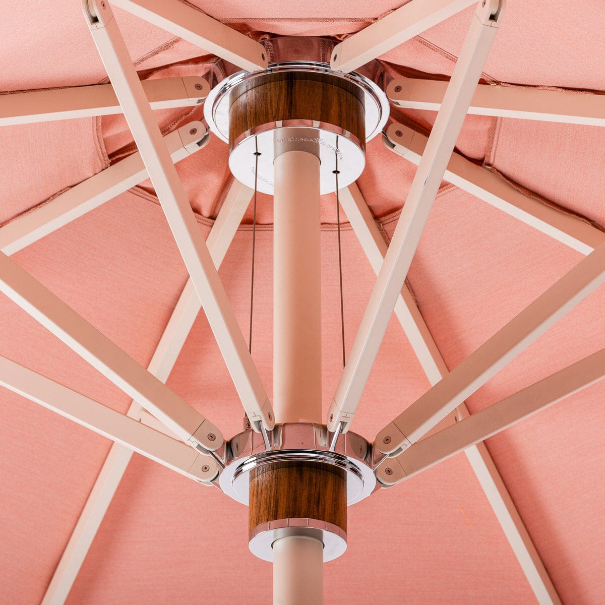 The Resort Market Umbrella in Rivie Pink | 12' Antique White Frame Bundle Business & Pleasure Co. 
