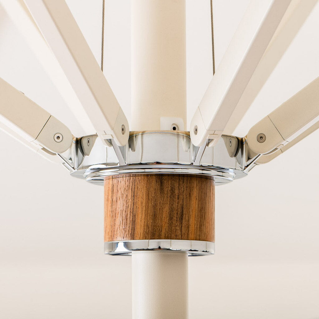 The Resort Market Umbrella in Rivie White | 10' Antique White Frame Bundle Business & Pleasure Co. 
