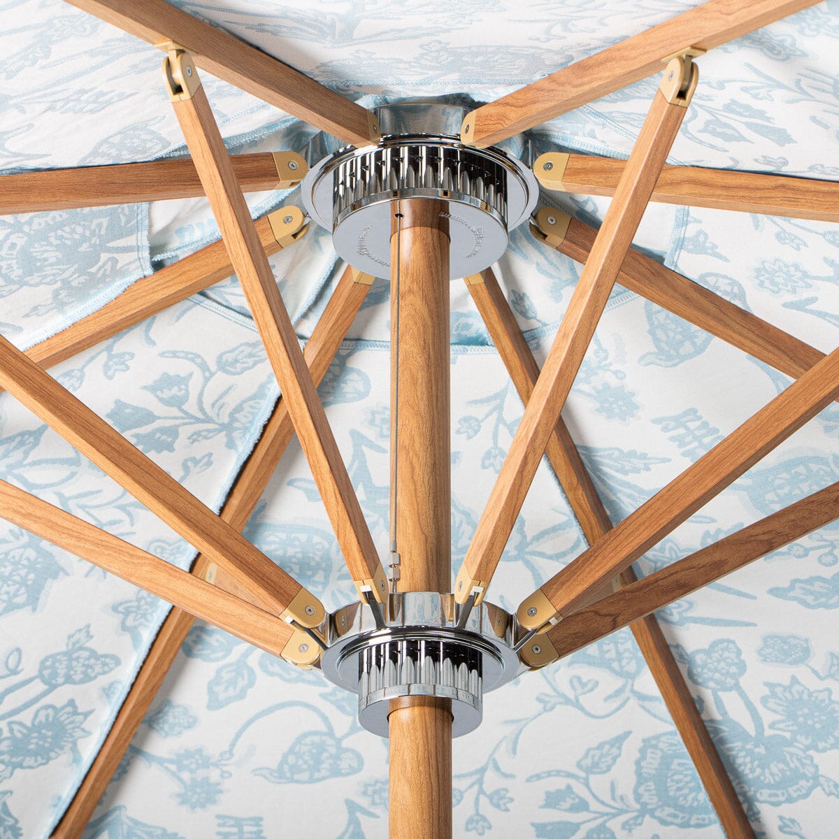 The Resort Market Umbrella in Sky Blue | 10' Transfer Teak Frame Resort Market Umbrella Business & Pleasure Co. 