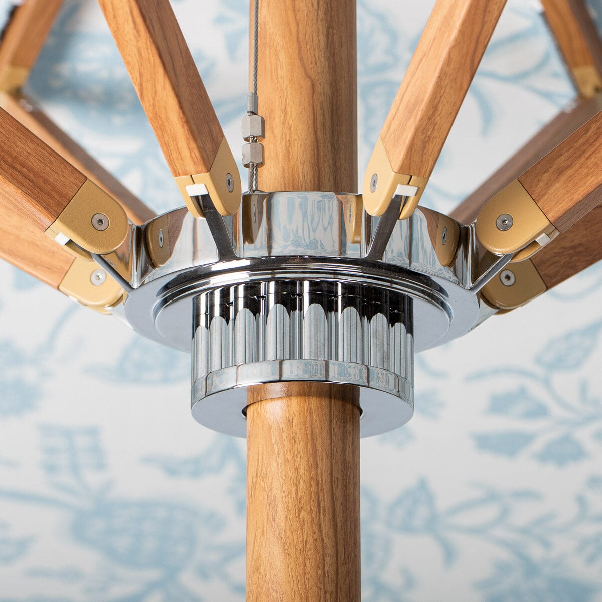 The Resort Market Umbrella in Sky Blue | 10' Transfer Teak Frame Resort Market Umbrella Business & Pleasure Co. 