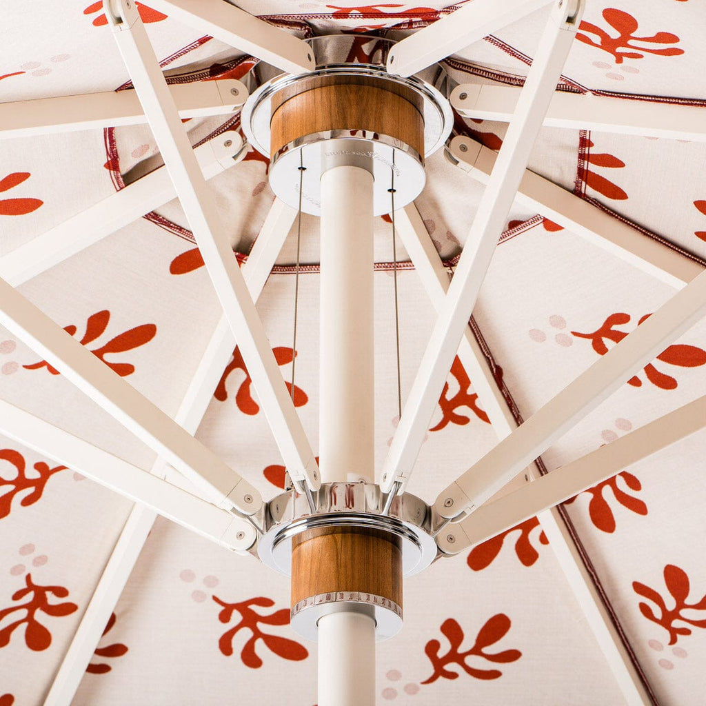 The Resort Market Umbrella in Casa Seaglass Terracotta Red | 12' Antique White Frame Bundle Business & Pleasure Co. 