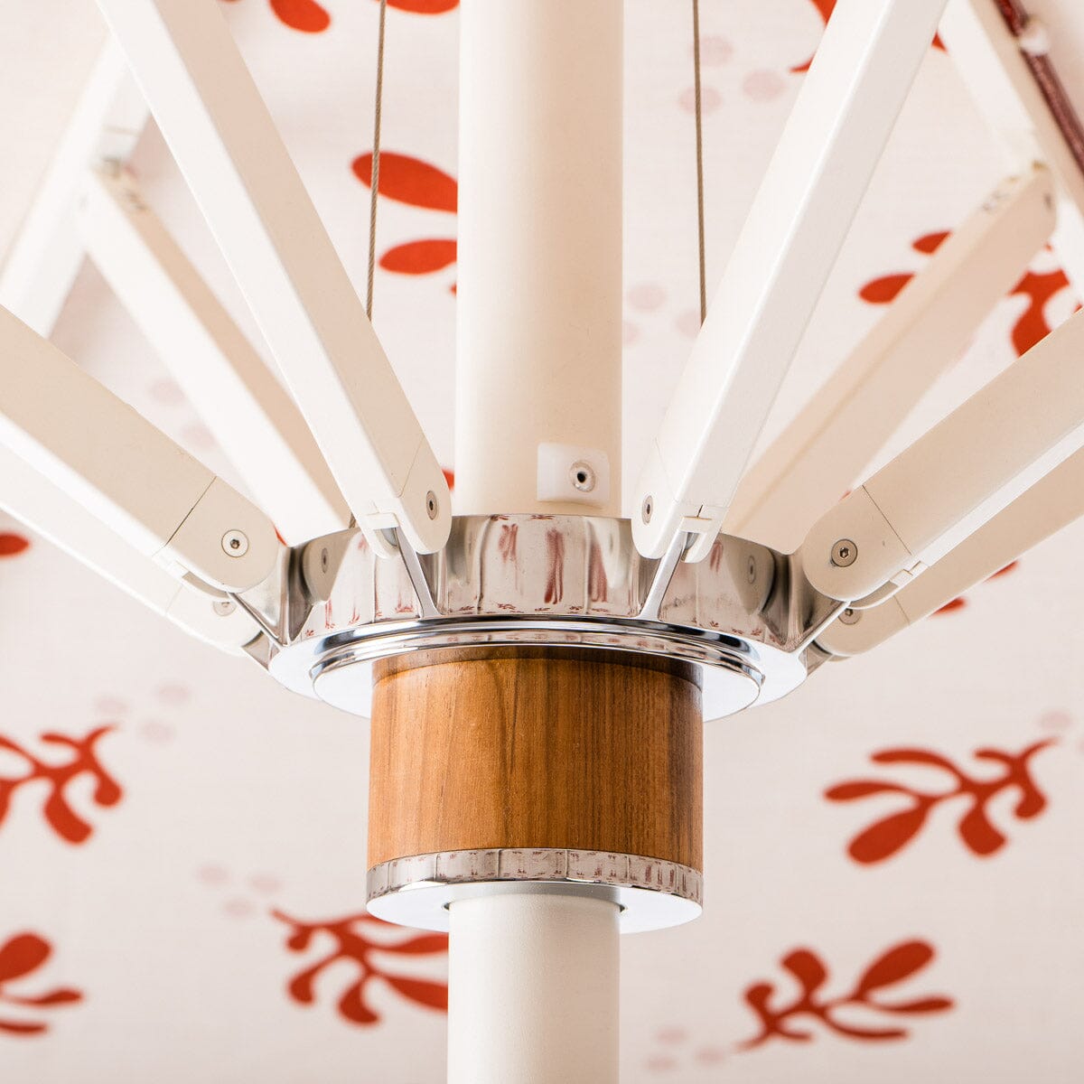 The Resort Market Umbrella in Casa Seaglass Terracotta Red | 12' Antique White Frame Bundle Business & Pleasure Co. 