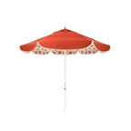 The Resort Market Umbrella in Casa Seaglass Terracotta Red | 8' Antique White Frame Bundle Business & Pleasure Co. 