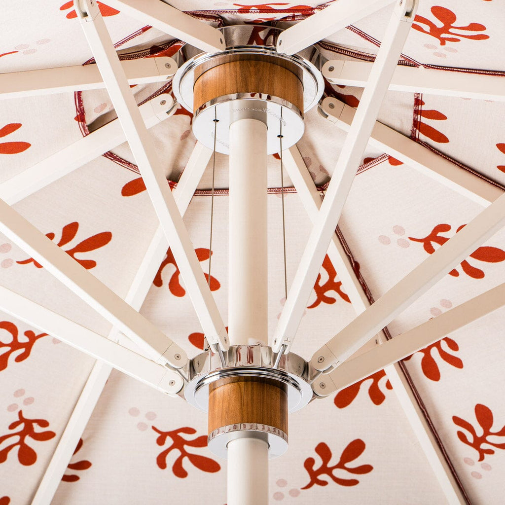 The Resort Market Umbrella in Casa Seaglass Terracotta Red | 8' Antique White Frame Bundle Business & Pleasure Co. 