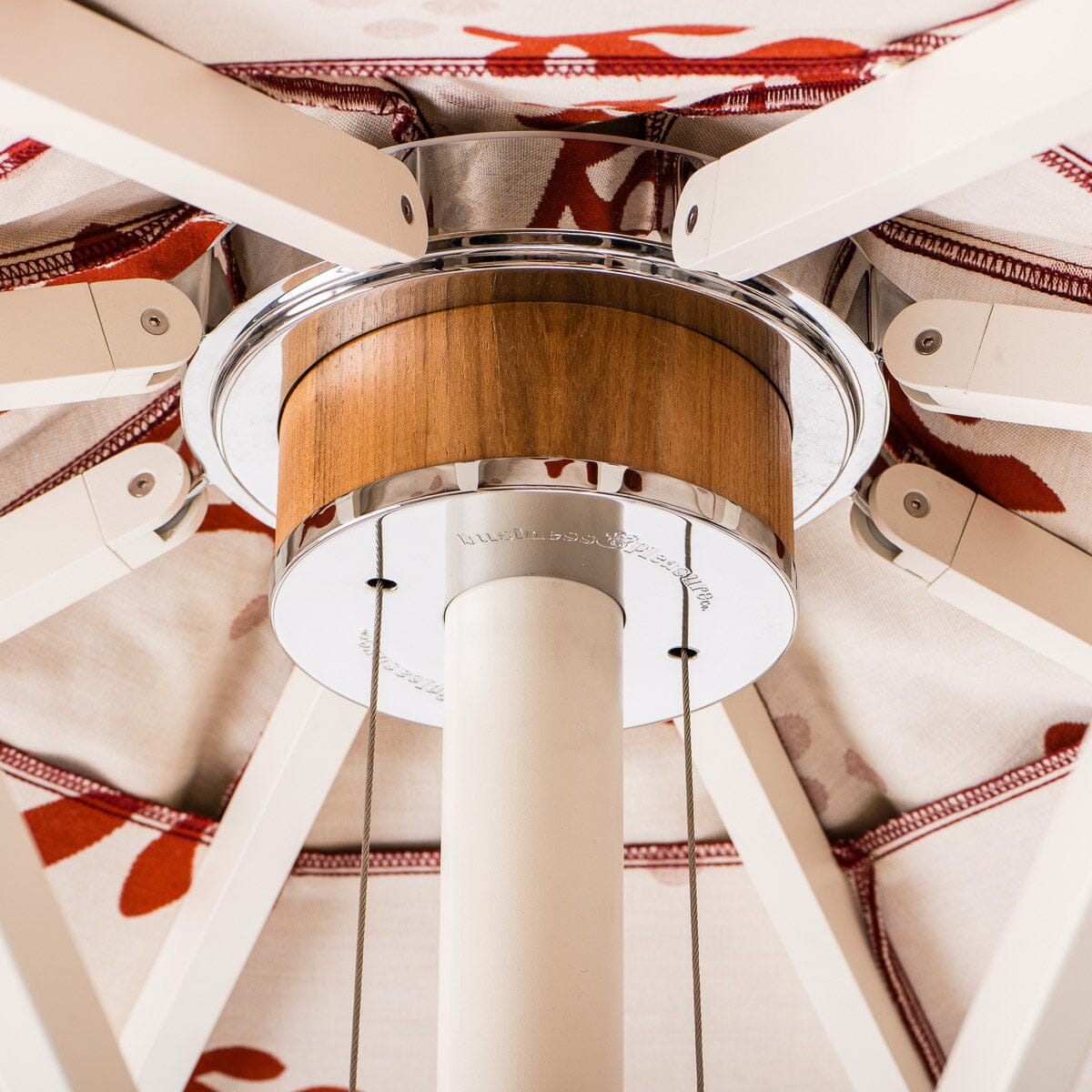 The Resort Market Umbrella in Casa Seaglass Terracotta Red | 8' Antique White Frame Bundle Business & Pleasure Co. 