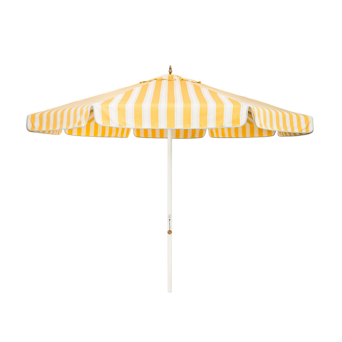 Product image of The Resort Market Umbrella in Tuuli Stripe Yellow | 10' Antique White Frame